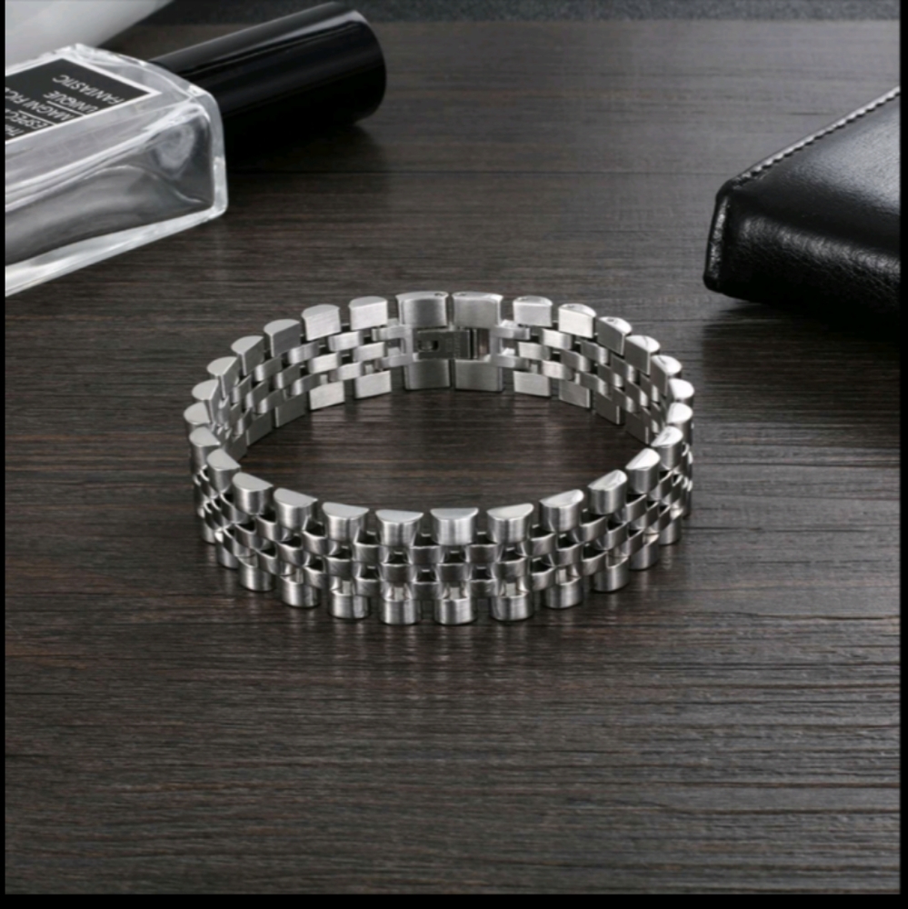 316L Stainless Steel Bracelet For Men Women 15MM Wide Link - Picture 3 of 3